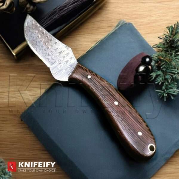 Damascus edc Fixed Blade Knife - 8 Inches Handmade Knife with Leather Sheath - Image 3